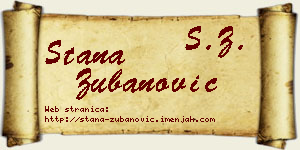 Stana Zubanović vizit kartica